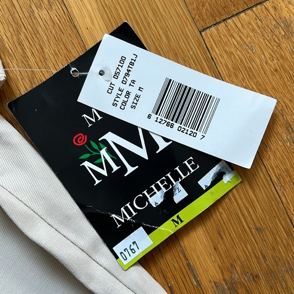 90s Vintage Deadstock NWT Tan Zip Front Blazer / Top Fitted Collar Top Size M - Picture 7 of 16